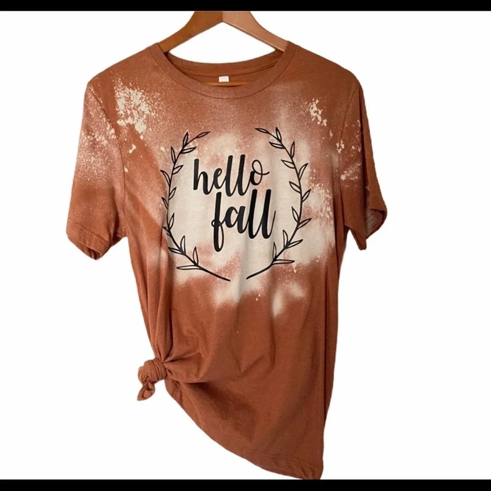 Hello Fall Handmade Tee Size Large - Picture 1 of 6